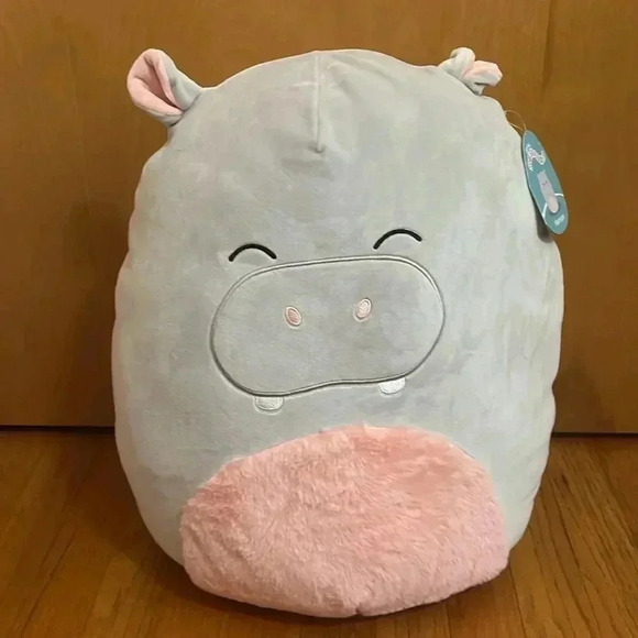 Squishmallow Harrison the Hippo Grey and Pink 16 inches NWT - Picture 1 of 11